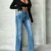 Starlit Blue Stone Wash Flare Jeans