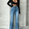 Starlit Blue Stone Wash Flare Jeans