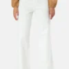 White Waist Cut Out Flare Jeans