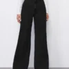 Black Plazo Fall Wide Leg High Rise Jeans