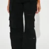 Black Distress Cargo Pants