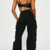 Black Distress Cargo Pants