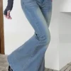 Bohemian Feels Raw Hem Stretch Flare Jeans