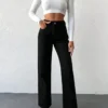 Black Wide Leg High Rise Jeans