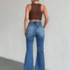 Retro Blue Wash Bootleg High Rise Jeans