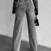 Basic Light Grey Wash Straight Leg Jeans