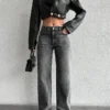 Basic Light Grey Wash Straight Leg Jeans