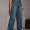 Wash Out Indigo Blue Tailored Straight Leg Jeans