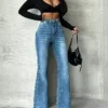 Starlit Blue Stone Wash Flare Jeans