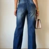 Edgy Blue Distress Wash Straight Leg Jeans