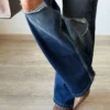 Edgy Blue Distress Wash Straight Leg Jeans