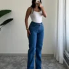 Dark Blue Stone Wash Straight Fit Jeans