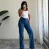 Dark Blue Stone Wash Straight Fit Jeans