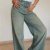 Rust Fade Baggy Wide Leg Jeans