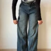 Tinted Vintage Washed Wide Leg Baggy Jeans