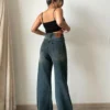 Grunge Edge Double Button High-Waisted Denim