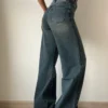 Grunge Edge Double Button High-Waisted Denim