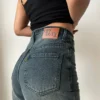 Grunge Edge Double Button High-Waisted Denim