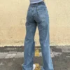 Blue Basic Ripped Straight Leg High Rise Jeans