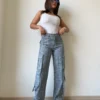 High-End Bamboo Texture Jacquard Cargo Pants