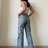 High-End Bamboo Texture Jacquard Cargo Pants
