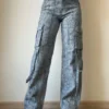 High-End Bamboo Texture Jacquard Cargo Pants