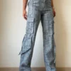 High-End Bamboo Texture Jacquard Cargo Pants