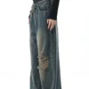 Off Beat Distressed Blue Baggy Jeans