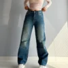 90's Blue Ripped Baggy fit Jeans