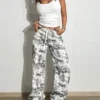 Graffiti Splash Wide Leg Denim Joggers
