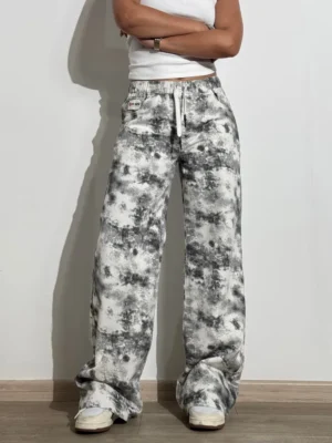 Graffiti Splash Wide Leg Denim Joggers