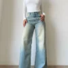 Blue Vintage Yellow Tinted Wide Leg Jeans