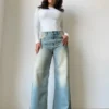 Blue Vintage Yellow Tinted Wide Leg Jeans