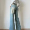 Blue Vintage Yellow Tinted Wide Leg Jeans