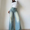 Blue Vintage Yellow Tinted Wide Leg Jeans