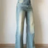 Blue Vintage Yellow Tinted Wide Leg Jeans