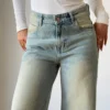 Blue Vintage Yellow Tinted Wide Leg Jeans