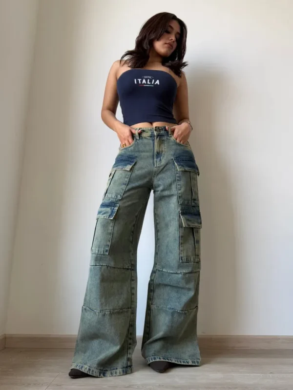 Dirty Fade Out Wash Cargo Denims