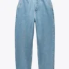 LIGHT BLUE MID-RISE TAPERED JEANS