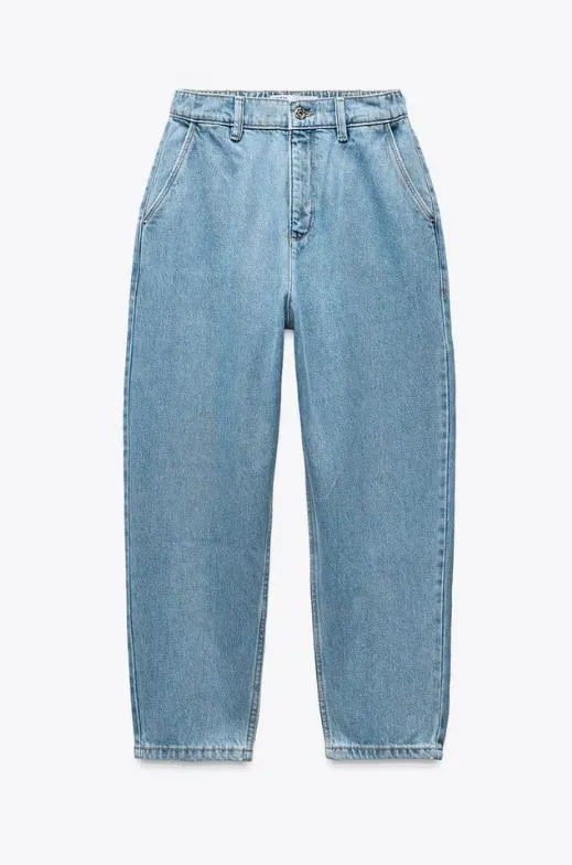 LIGHT BLUE MID-RISE TAPERED JEANS