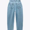 LIGHT BLUE MID-RISE TAPERED JEANS