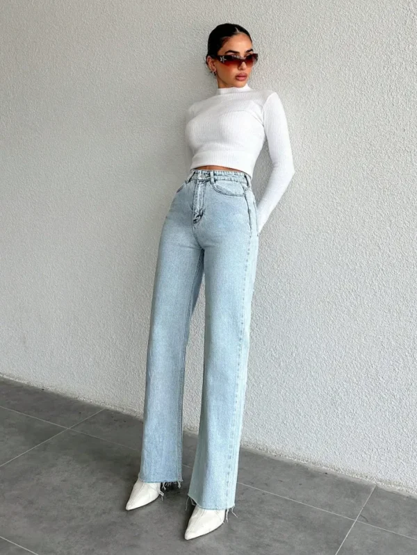 Raw Edge Tailored Straight Fit Jeans