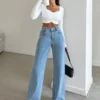 Blue Flex Stone Blue Wide Leg Jeans