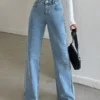 Blue Flex Stone Blue Wide Leg Jeans