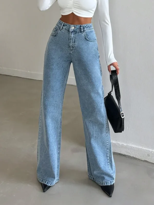 Blue Flex Stone Blue Wide Leg Jeans