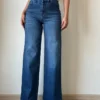 Twilight Blue Raw Hem Wide Leg Jeans