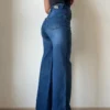Twilight Blue Raw Hem Wide Leg Jeans