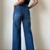 Twilight Blue Raw Hem Wide Leg Jeans
