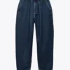 DARK BLUE MID-RISE TAPERED JEANS