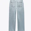 LIGHT BLUE STRAIGHT-LEG HIGH-WAIST JEANS